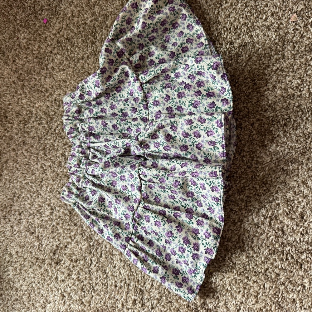 Handmade Purple Floral Tiered Skater Mini Skirt (Navajo Made)